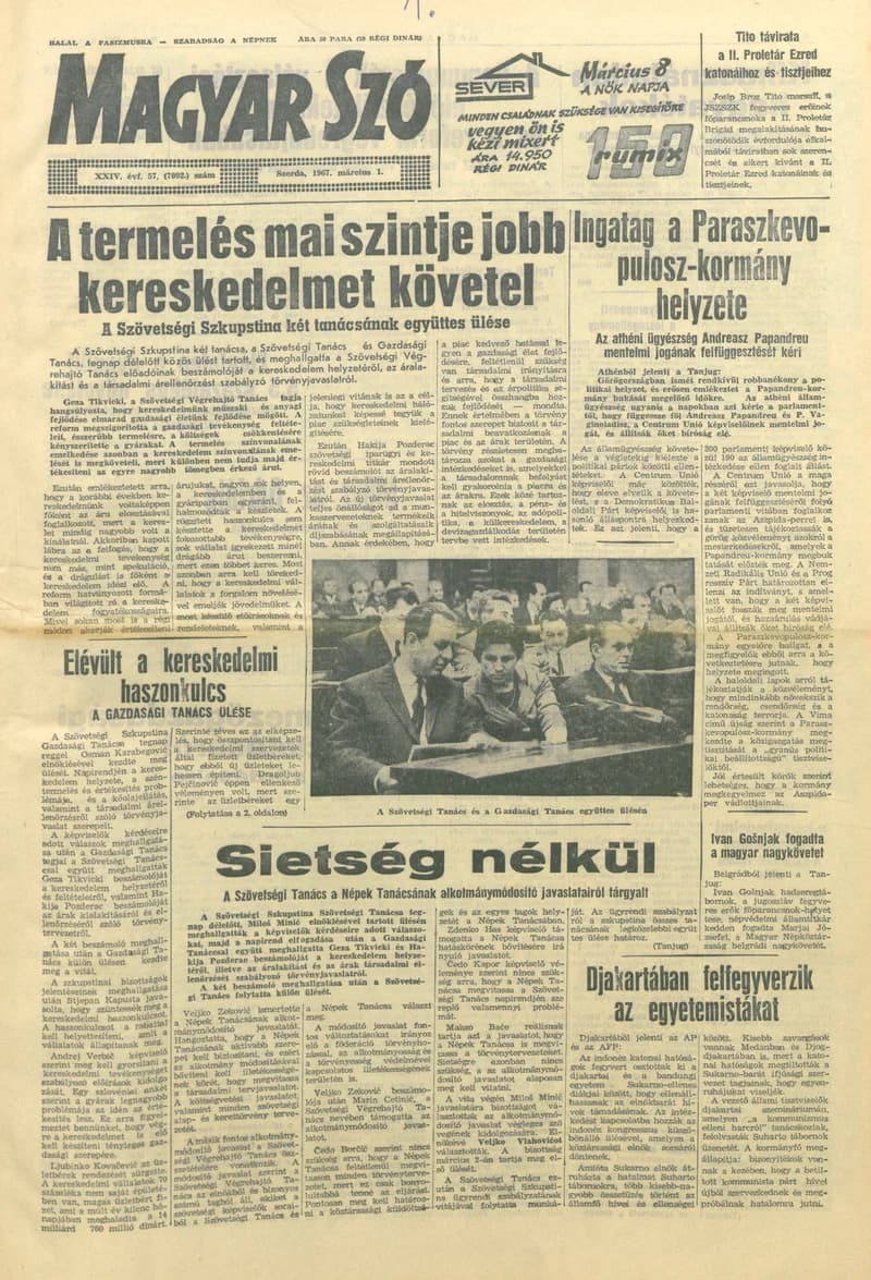 Magyar Szó, 24. évf. 1967. március 1. 57. sz. 1–16. oldal
