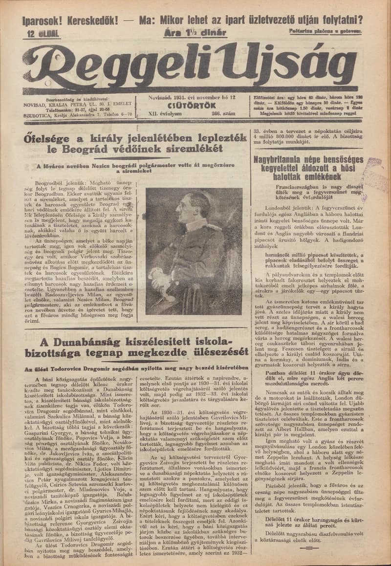Reggeli Újság, 12. évf. 1931. november 12. 266. sz.