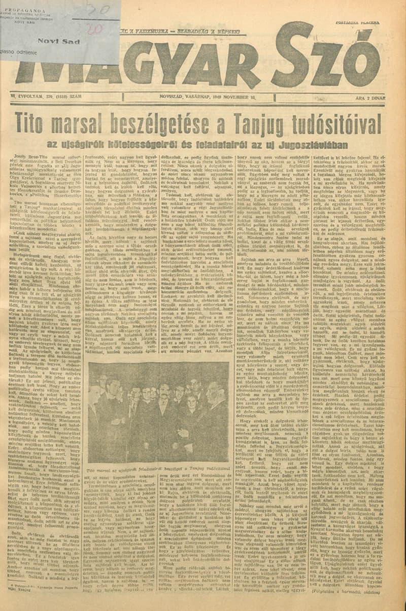Magyar Szó, 6. évf. 1949. november 13. 270. sz. 1–4. oldal
