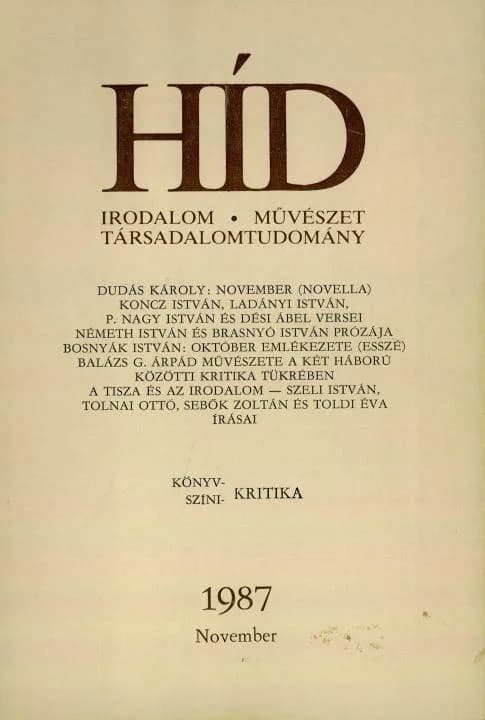 Híd, 51. évf. 1987. november. 11. sz. 1353–1452. oldal