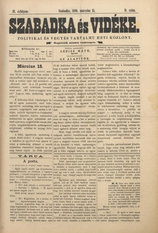 Szabadka és vidéke II, 4. évf. 1896. március 15. 11. sz.