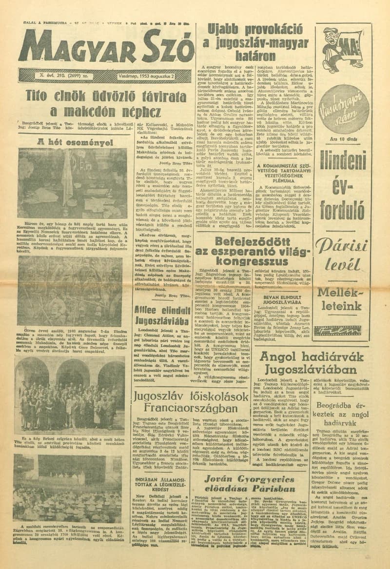 Magyar Szó, 10. évf. 1953. augusztus 2. 210. sz. 1–14. oldal