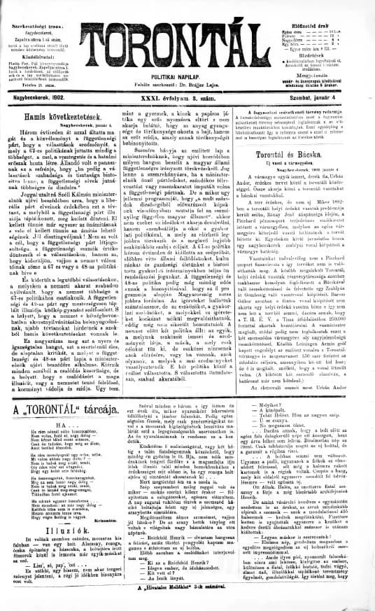 Torontál, 31. évf. 1902. január 4. 3. sz.