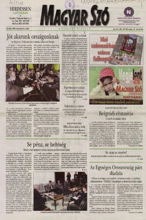Magyar Szó, 60. évf. 2003. december 9. 291. sz. 1–20. oldal