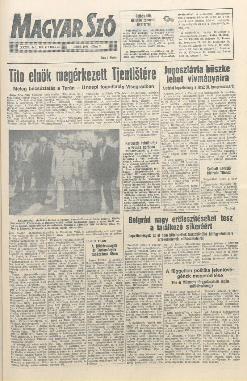 Magyar Szó, 35. évf. 1978. július 3. 180. sz. 1–8. oldal