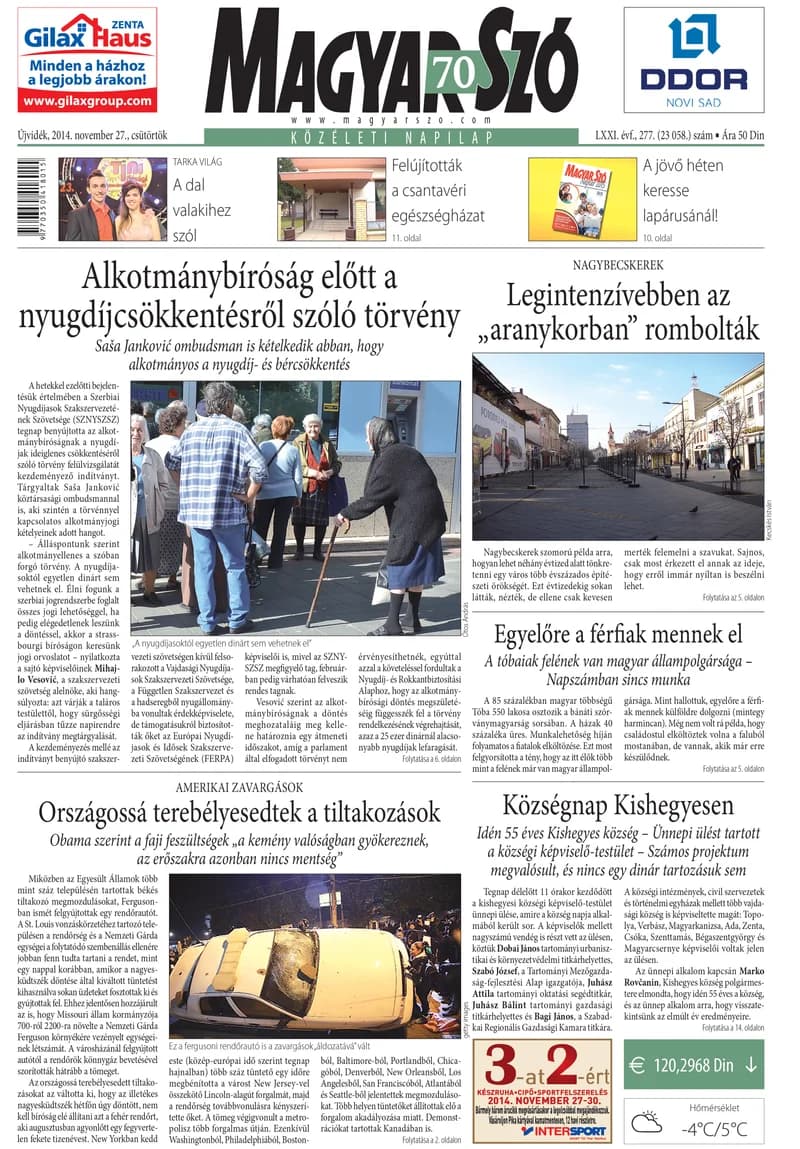 Magyar Szó, 71. évf. 2014. november 27. 277. sz. 1–20. oldal