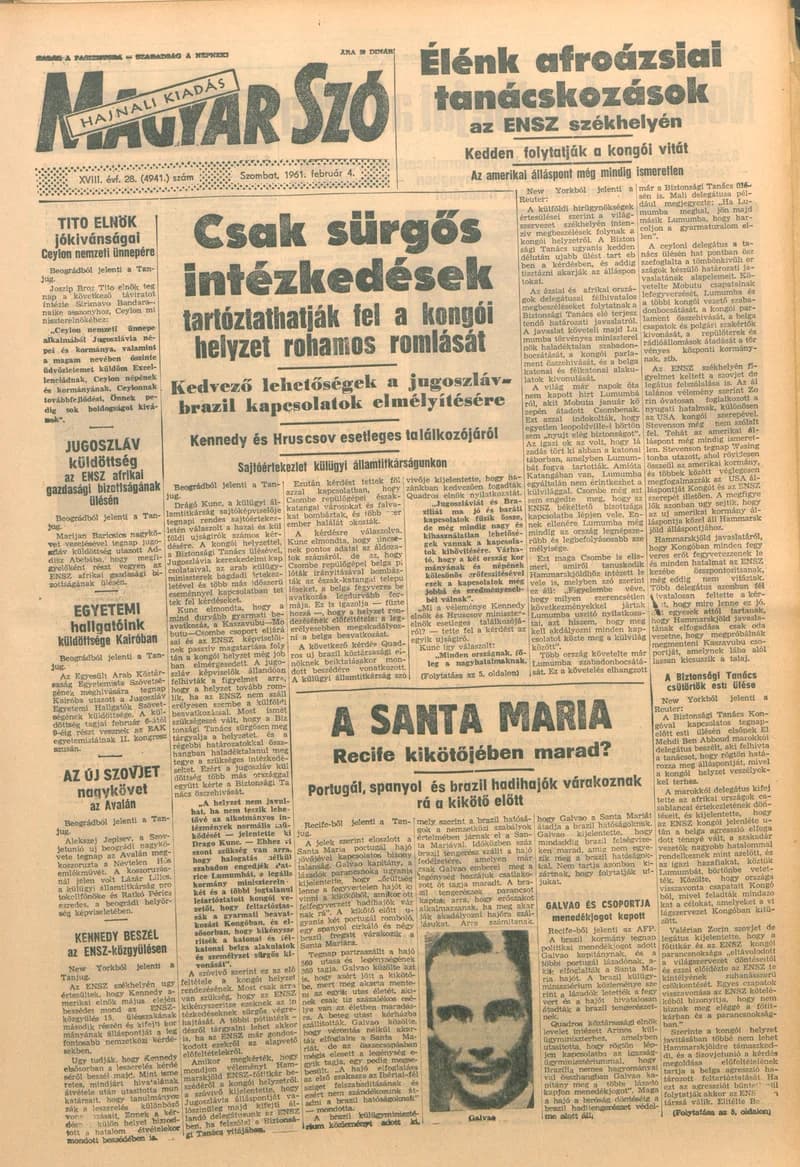 Magyar Szó, 18. évf. 1961. február 4. 28. sz. 1–12. oldal