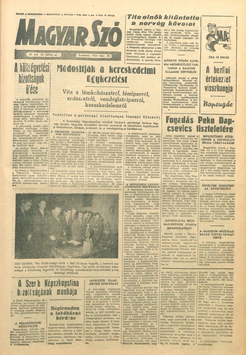 Magyar Szó, 11. évf. 1954. február 20. 48. sz. 1–10. oldal