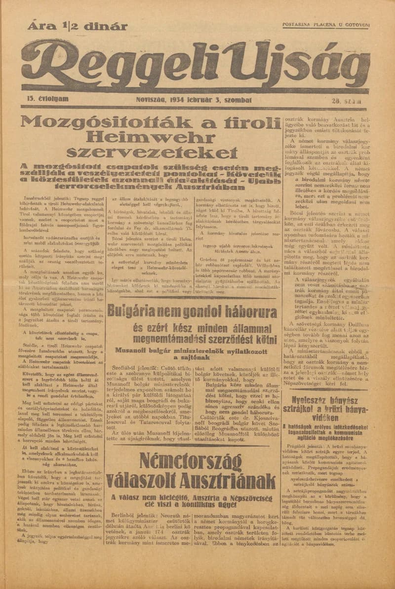 Reggeli Újság, 15. évf. 1934. február 3. 28. sz.