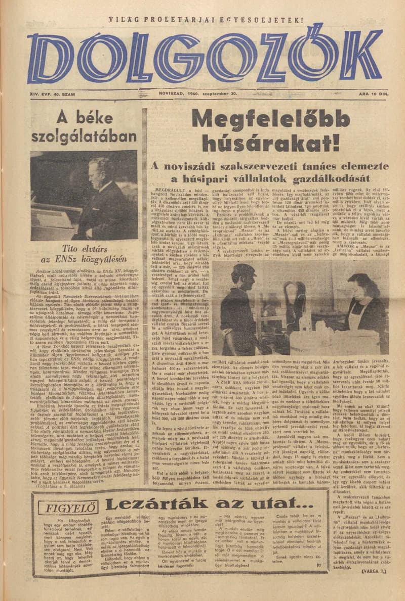 Dolgozók, 14. évf. 1960. szeptember 30. 40. sz.