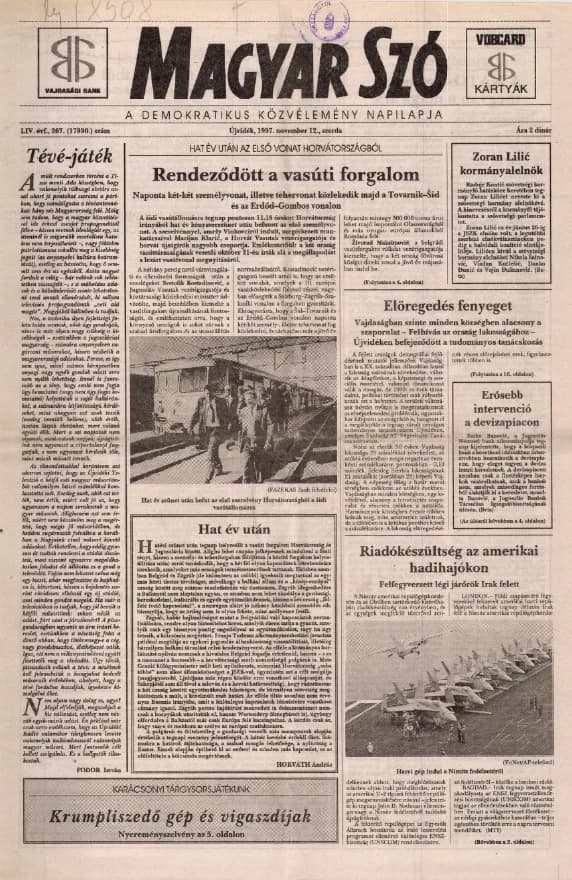 Magyar Szó, 54. évf. 1997. november 12. 267. sz. 1–16. oldal