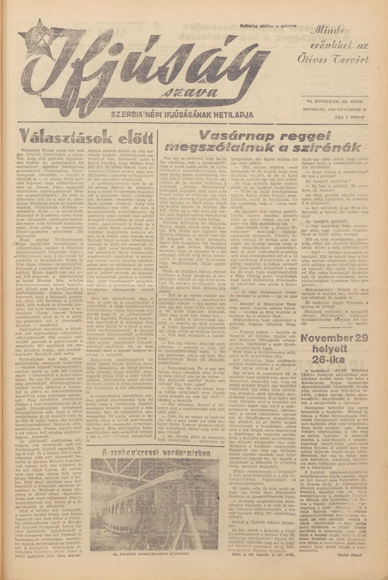 Ifjúság Szava, 6. évf. 1950. november 18. 271. sz.