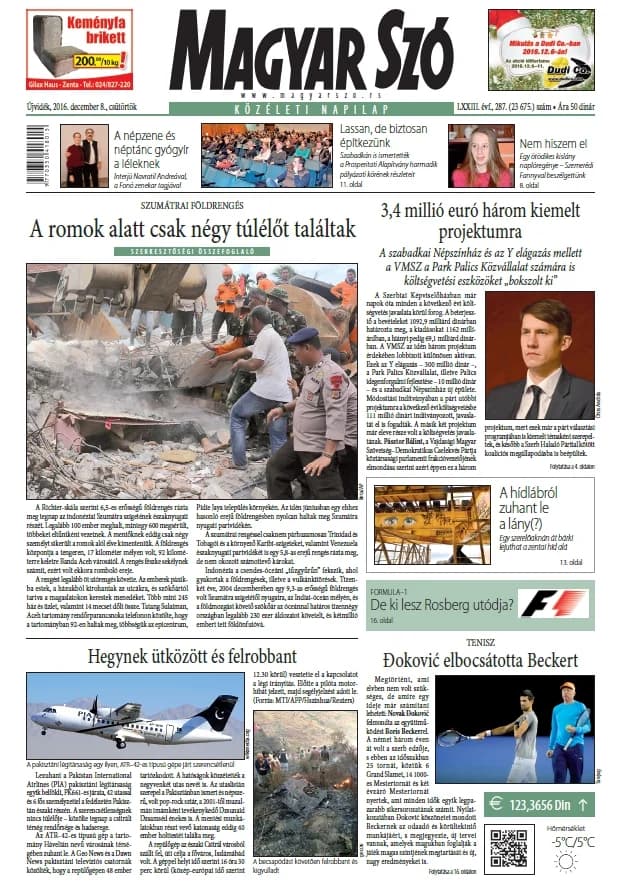 Magyar Szó, 73. évf. 2016. december 8. 287. sz. 1–20. oldal