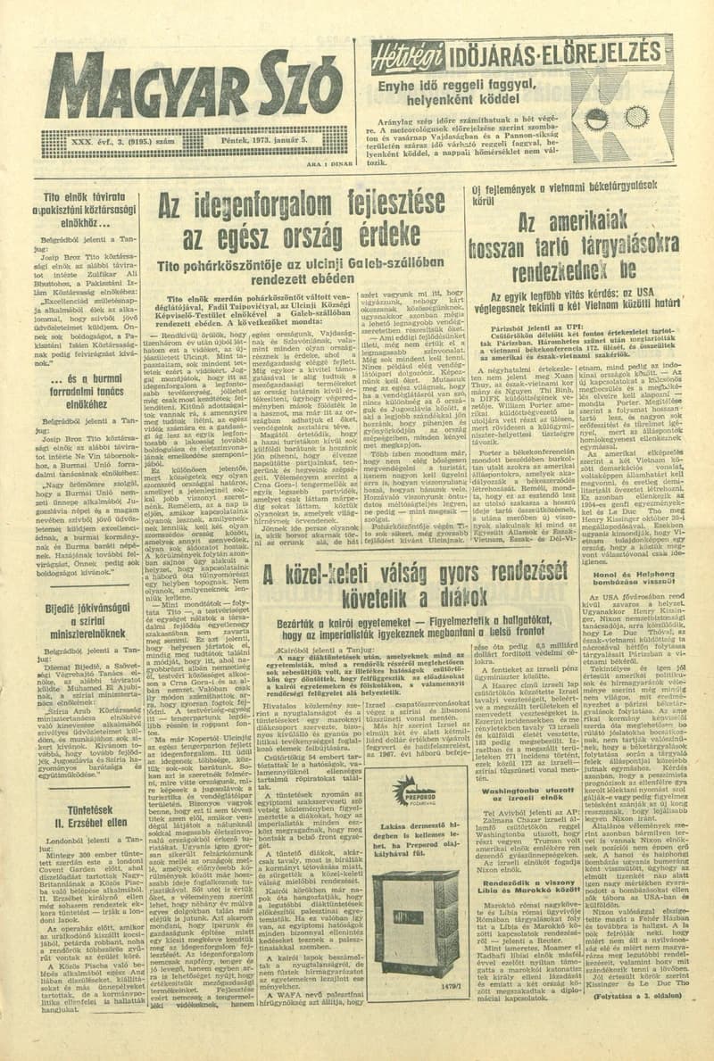 Magyar Szó, 30. évf. 1973. január 5. 3. sz. 1–14. oldal