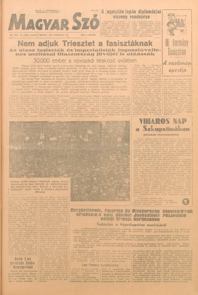 Magyar Szó, 9. évf. 1952. március 31. 78. sz. 1–6. oldal
