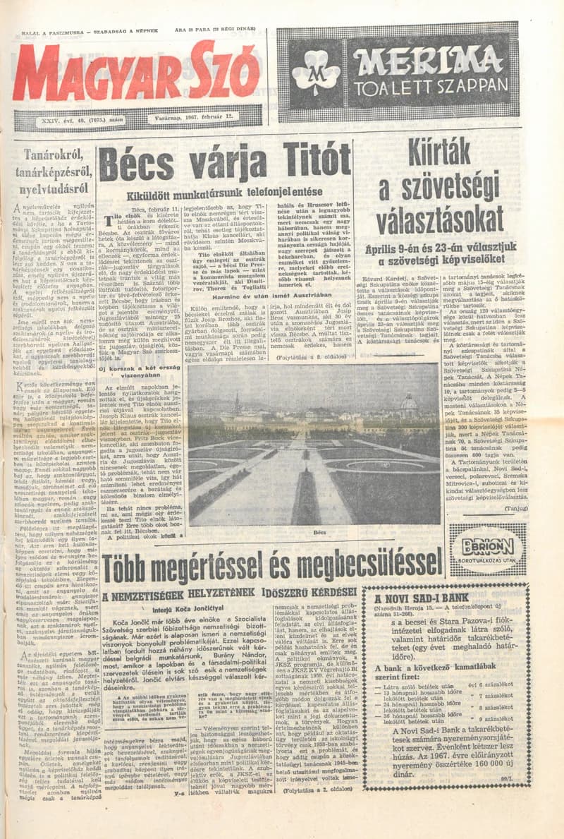 Magyar Szó, 24. évf. 1967. február 12. 40. sz. 1–24. oldal