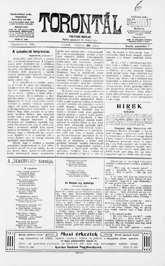 Torontál, 33. évf. 1904. szeptember 7. 204. sz.