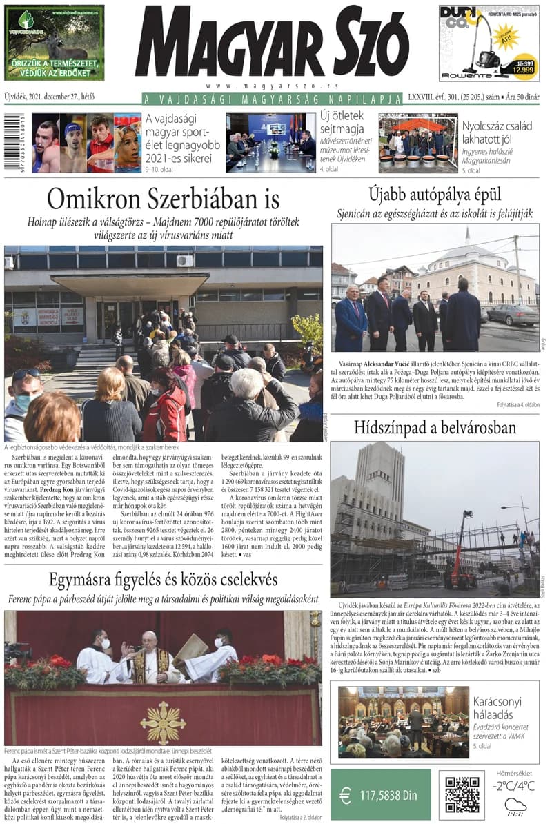 Magyar Szó, 78. évf. 2021. december 27. 301. sz. 1–20. oldal