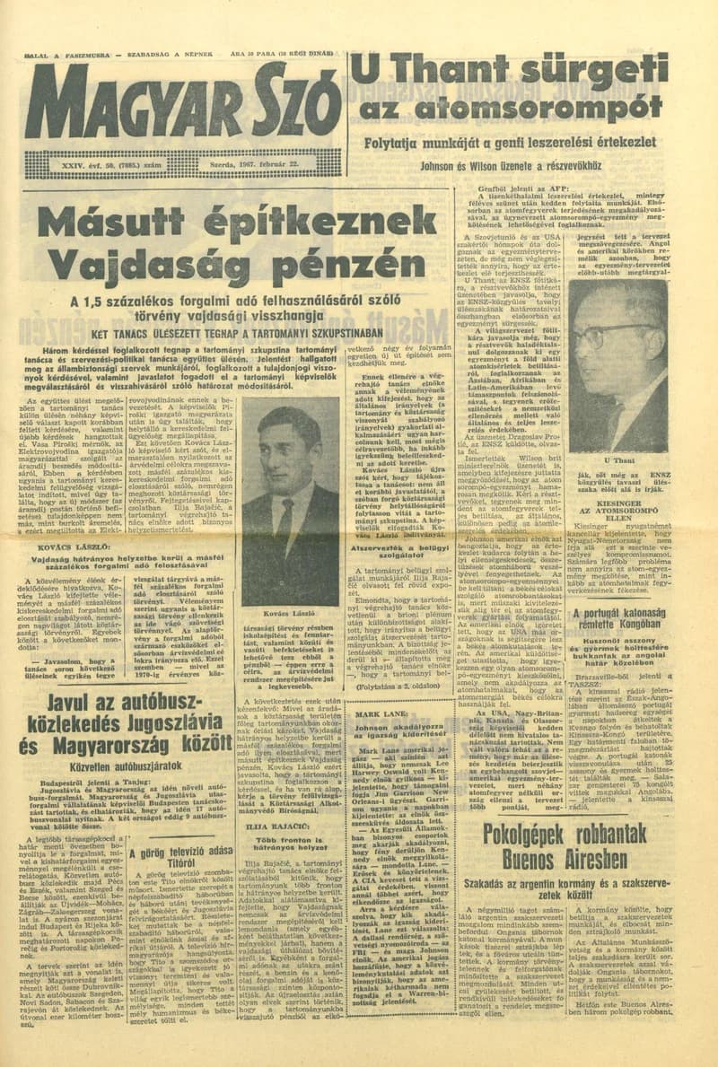 Magyar Szó, 24. évf. 1967. február 22. 50. sz. 1–16. oldal