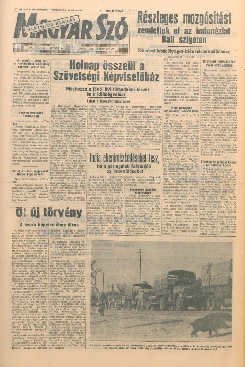Magyar Szó, 18. évf. 1961. december 26. 321. sz. 1–16. oldal