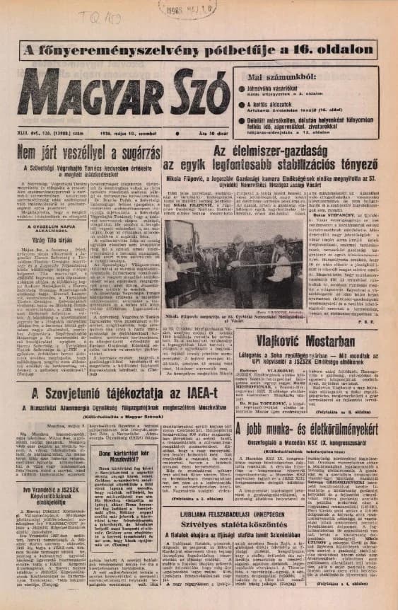 Magyar Szó, 43. évf. 1986. május 10. 126. sz. 1–28. oldal