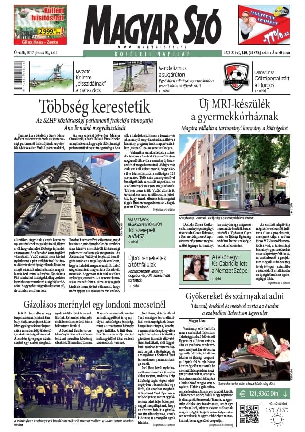 Magyar Szó, 74. évf. 2017. június 20. 140. sz. 1–20. oldal