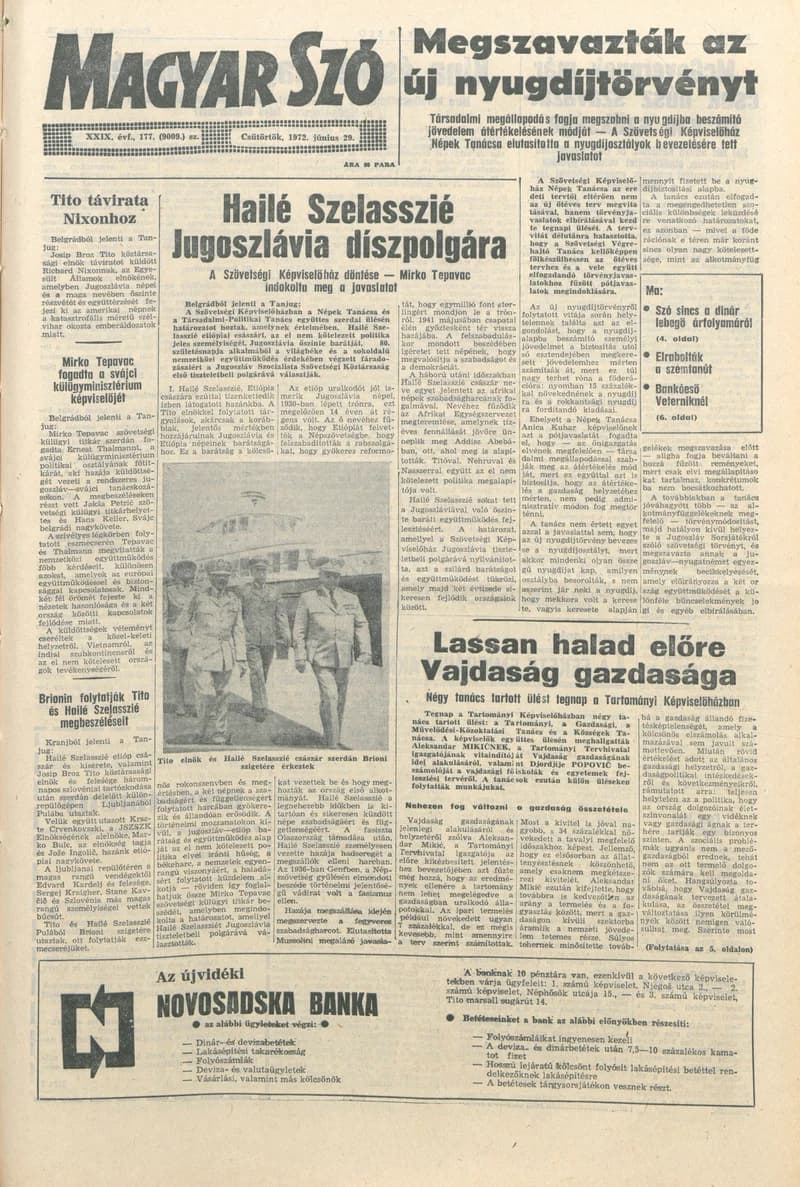 Magyar Szó, 29. évf. 1972. június 29. 177. sz. 1–16. oldal