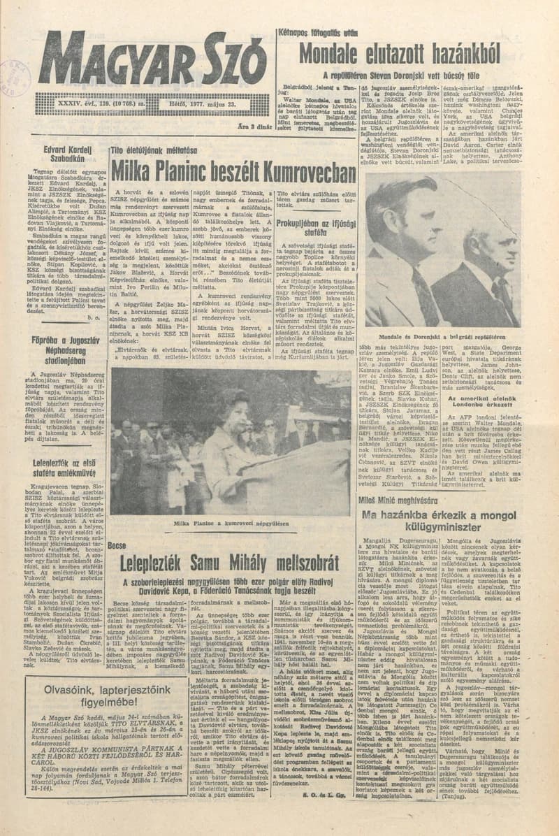 Magyar Szó, 34. évf. 1977. május 23. 139. sz.
