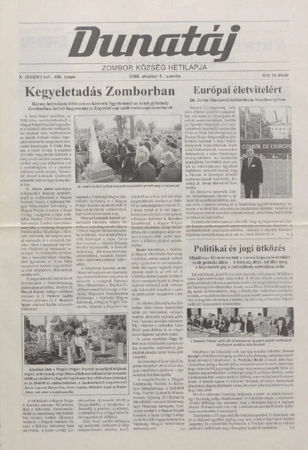 Dunatáj, 10. évf. 2008. október 8. 496. sz.