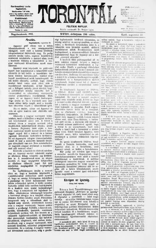 Torontál, 34. évf. 1905. augusztus 22. 190. sz.
