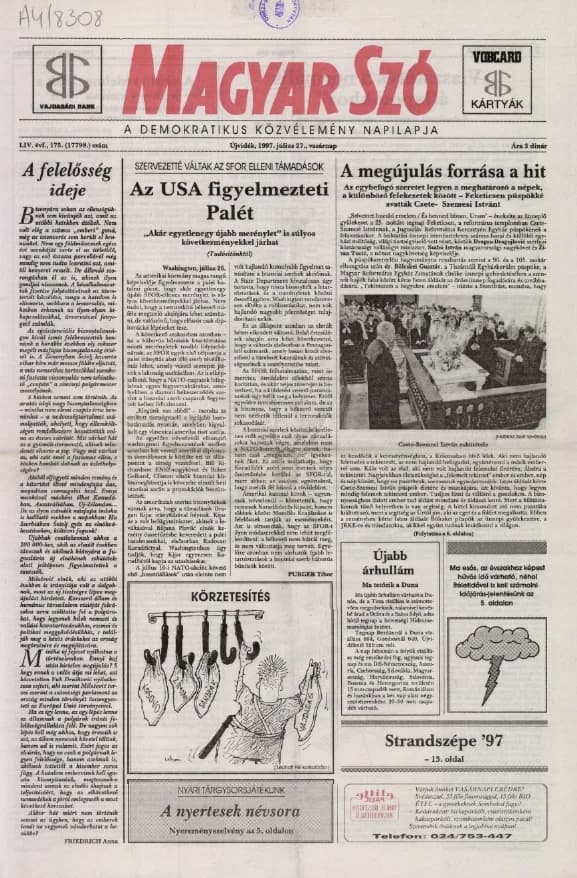 Magyar Szó, 54. évf. 1997. július 27. 175. sz. 1–24. oldal