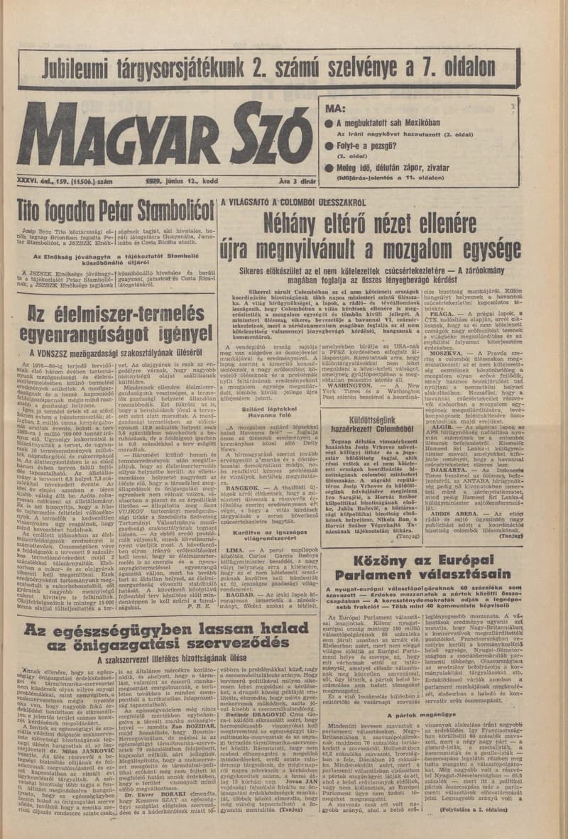 Magyar Szó, 36. évf. 1979. június 12. 159. sz. 1–20. oldal
