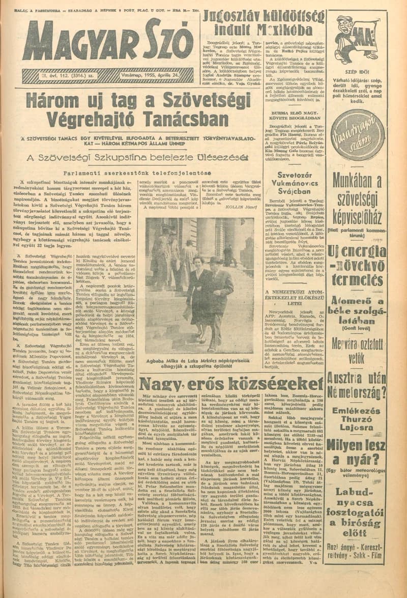 Magyar Szó, 12. évf. 1955. április 24. 112. sz. 1–12. oldal