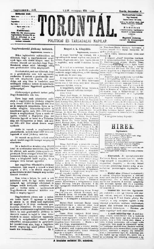 Torontál, 24. évf. 1895. december 4. 279. sz.