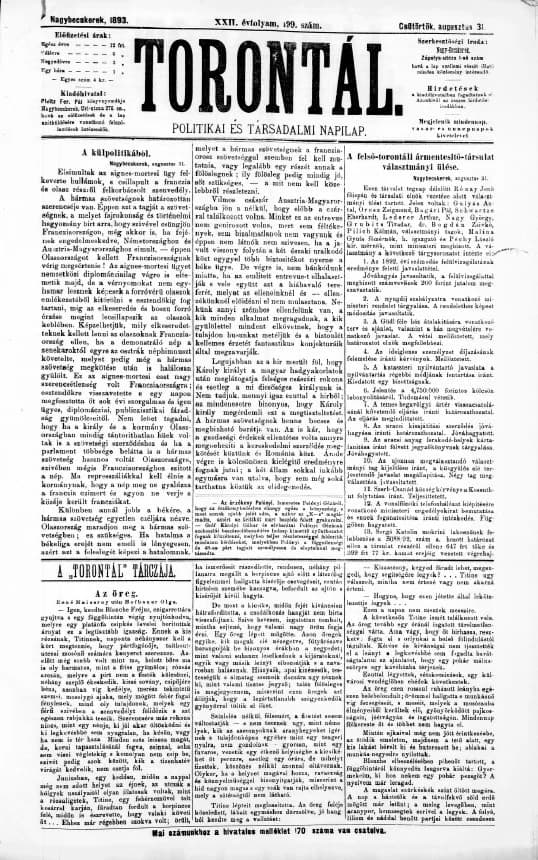Torontál, 22. évf. 1893. augusztus 31. 199. sz.