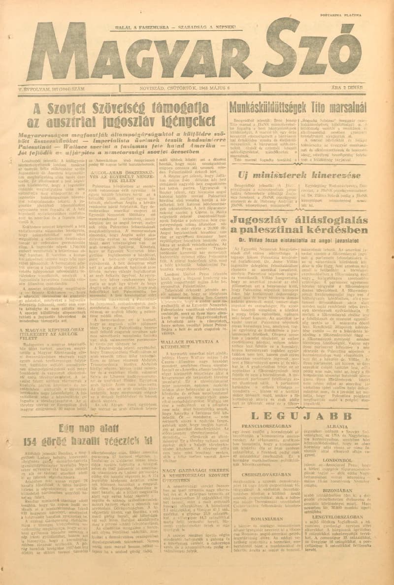 Magyar Szó, 5. évf. 1948. május 6. 107. sz. 1–4. oldal