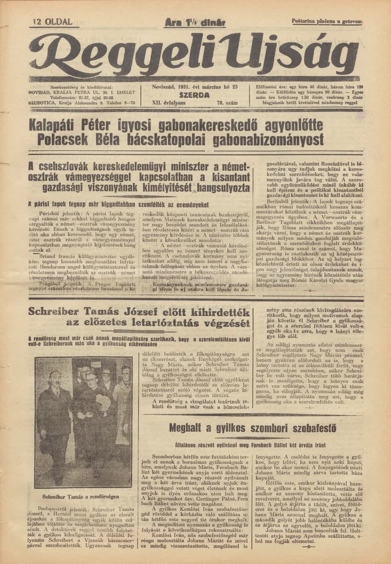Reggeli Újság, 12. évf. 1931. március 25. 70. sz.