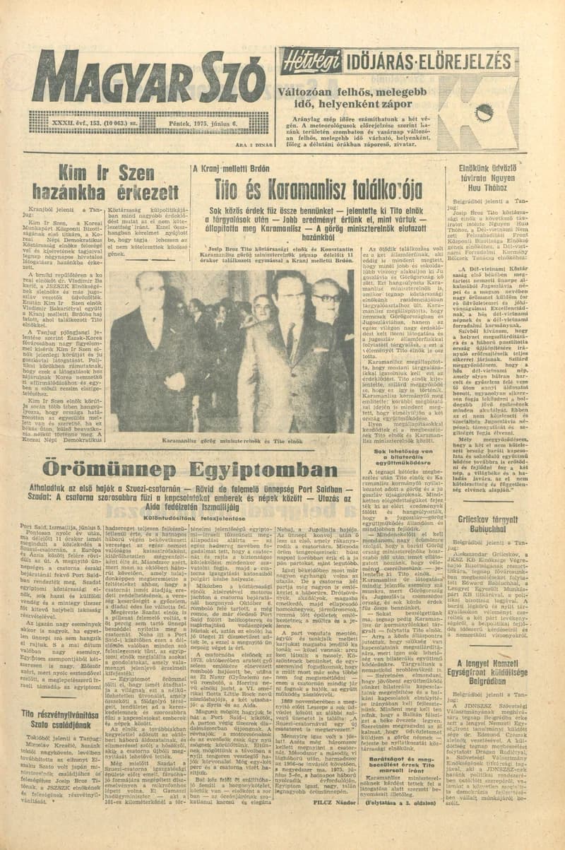 Magyar Szó, 32. évf. 1975. június 6. 153. sz.