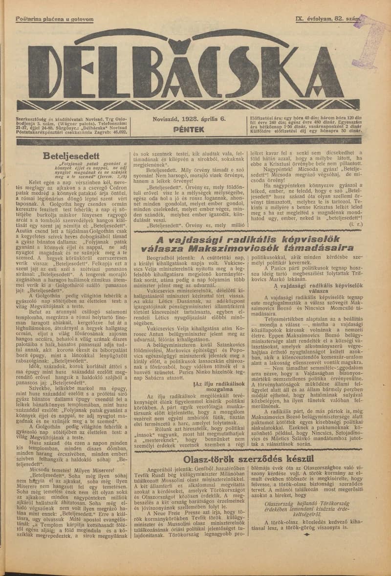 Délbácska, 9. évf. 1928. április 6. 82. sz.