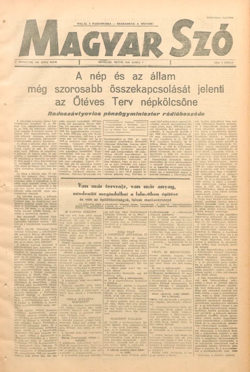 Magyar Szó, 5. évf. 1948. június 7. 135. sz. 1–4. oldal