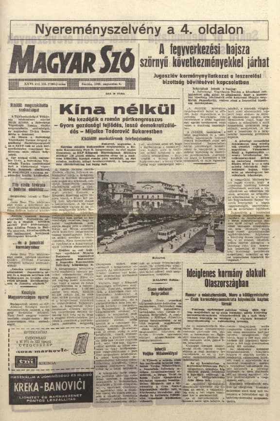 Magyar Szó, 26. évf. 1969. augusztus 6. 215. sz. 1–12. oldal