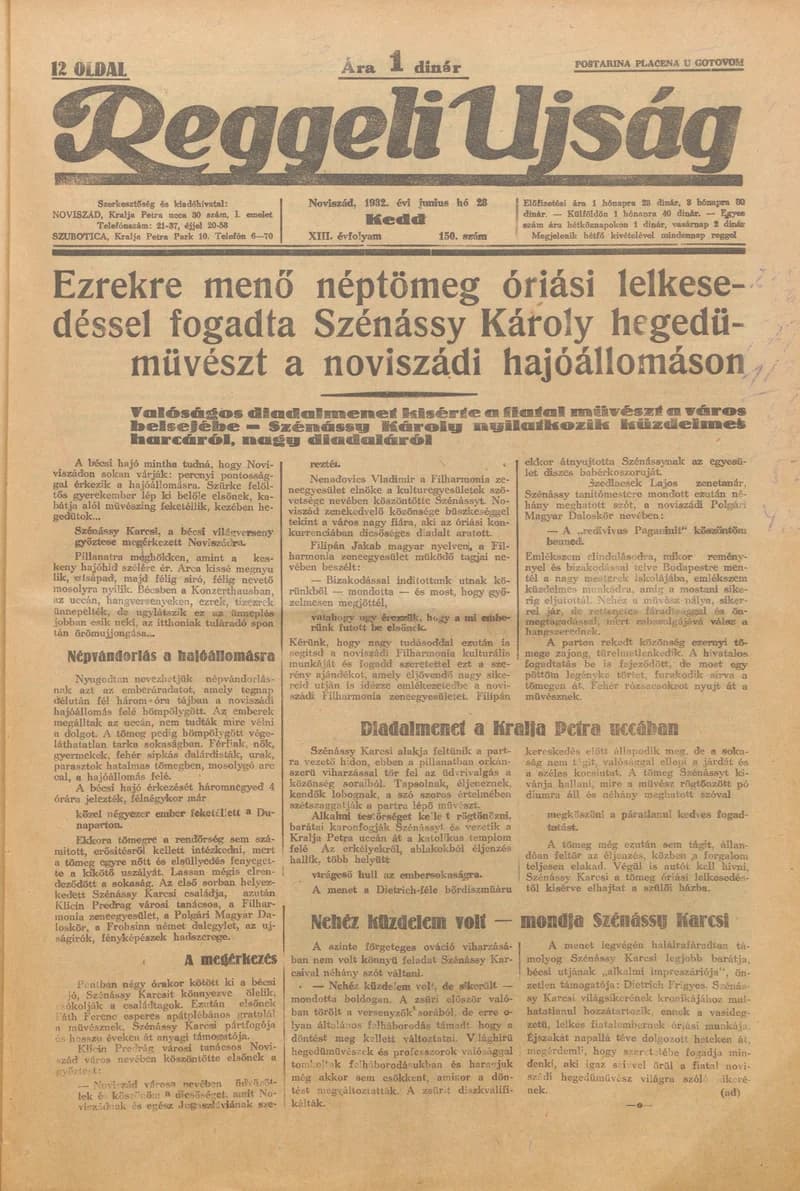 Reggeli Újság, 13. évf. 1932. június 28. 150. sz.