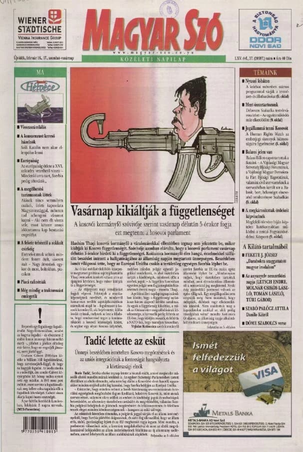 Magyar Szó, 65. évf. 2008. február 16. – 17. 37. sz. 1–28. oldal