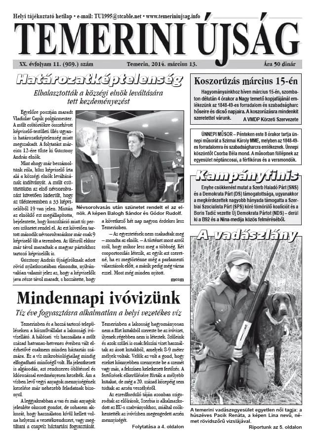 Temerini Újság, 20. évf. 2014. március 13. 11. sz.