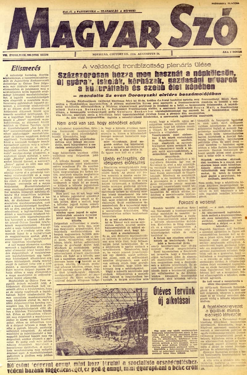 Magyar Szó, 7. évf. 1950. augusztus 24. 200. sz. 1–4. oldal