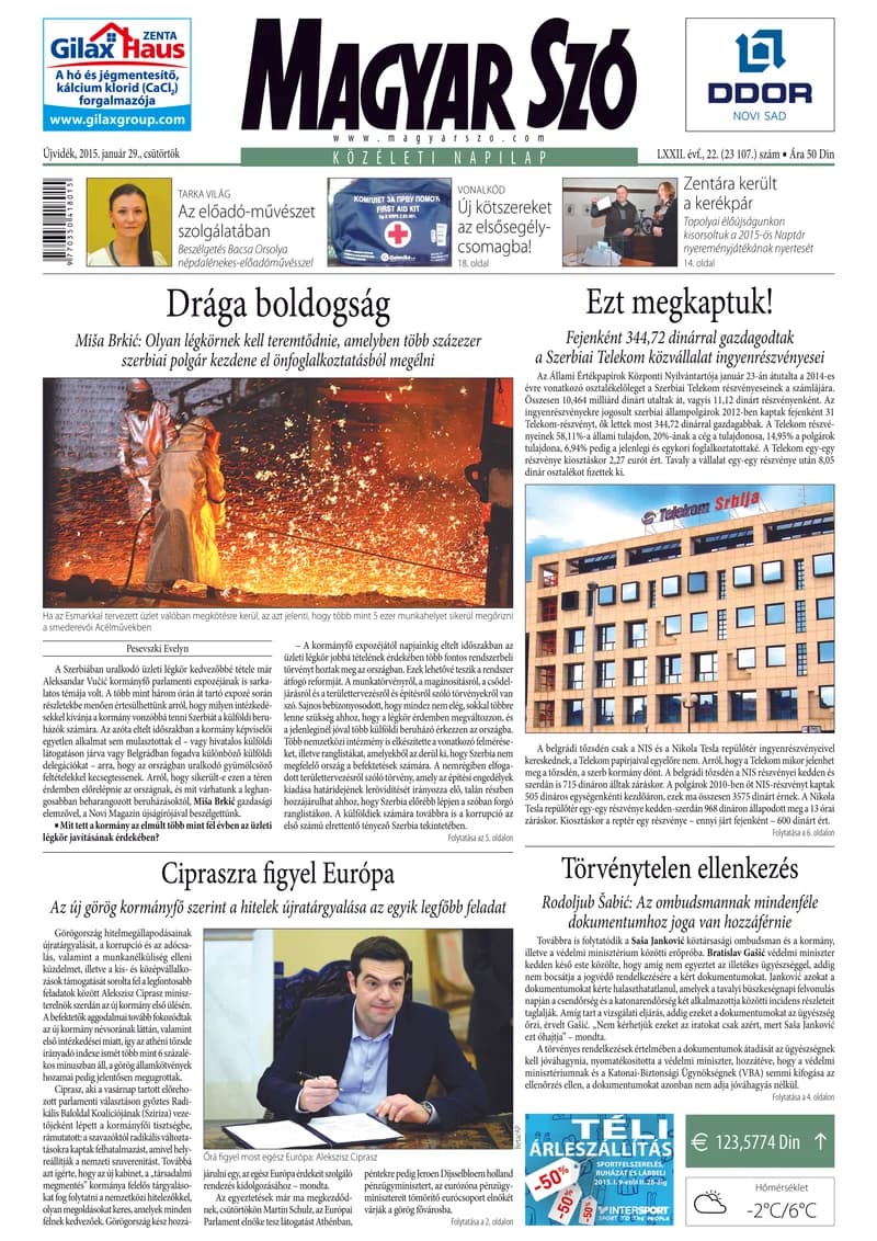 Magyar Szó, 72. évf. 2015. január 29. 22. sz. 1–20. oldal