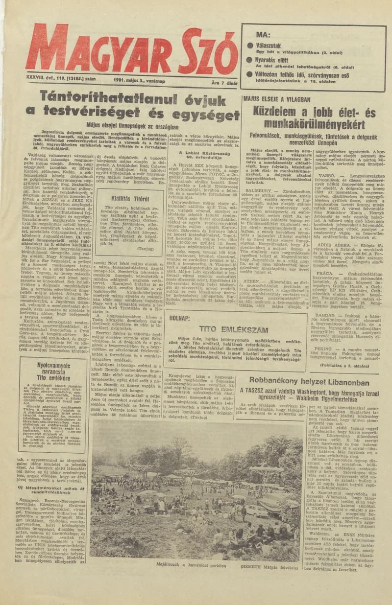 Magyar Szó, 38. évf. 1981. május 3. 119. sz.