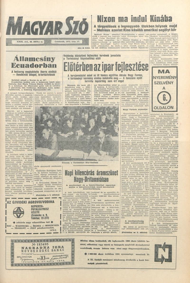 Magyar Szó, 29. évf. 1972. február 17. 46. sz. 1–12. oldal
