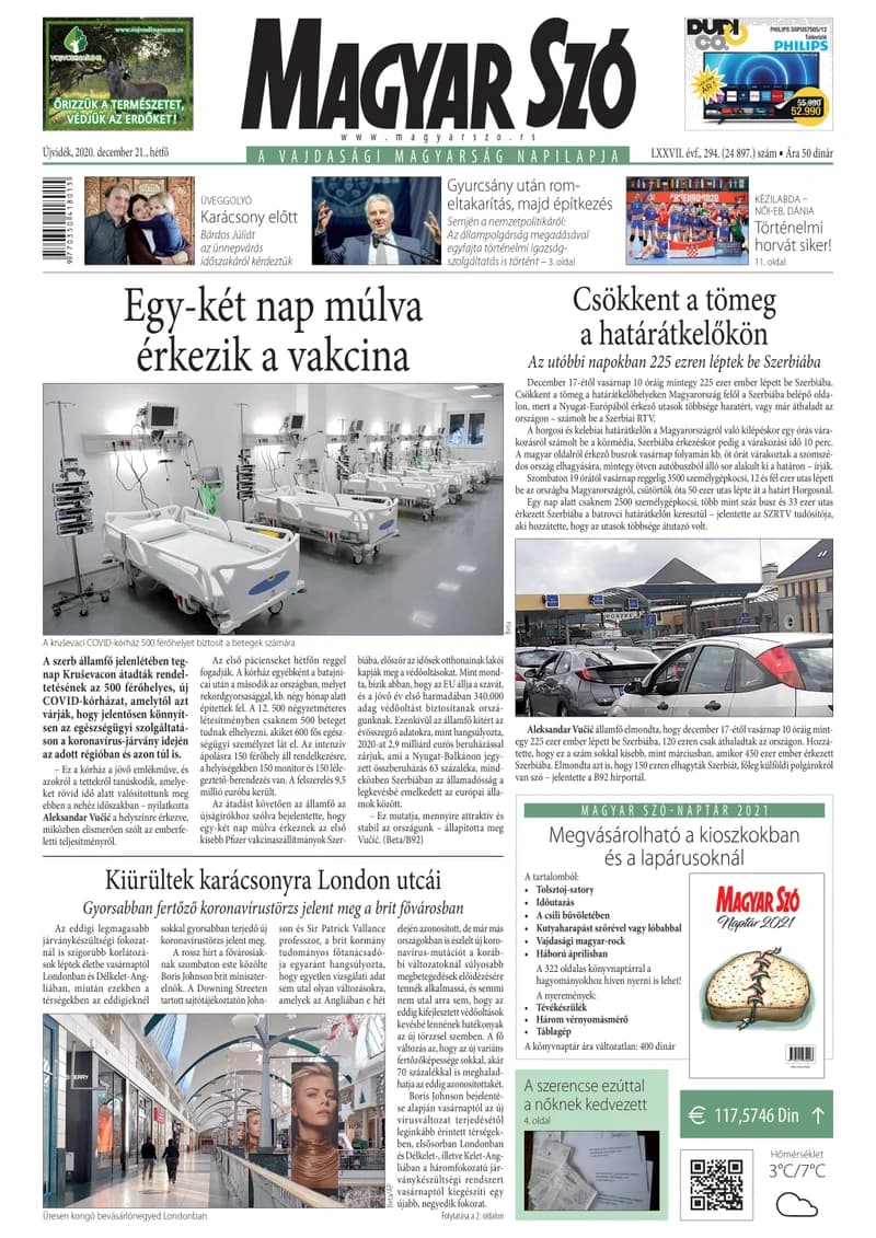 Magyar Szó, 77. évf. 2020. december 21. 294. sz. 1–16. oldal
