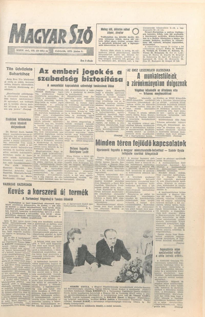 Magyar Szó, 35. évf. 1978. június 8. 155. sz. 1–20. oldal